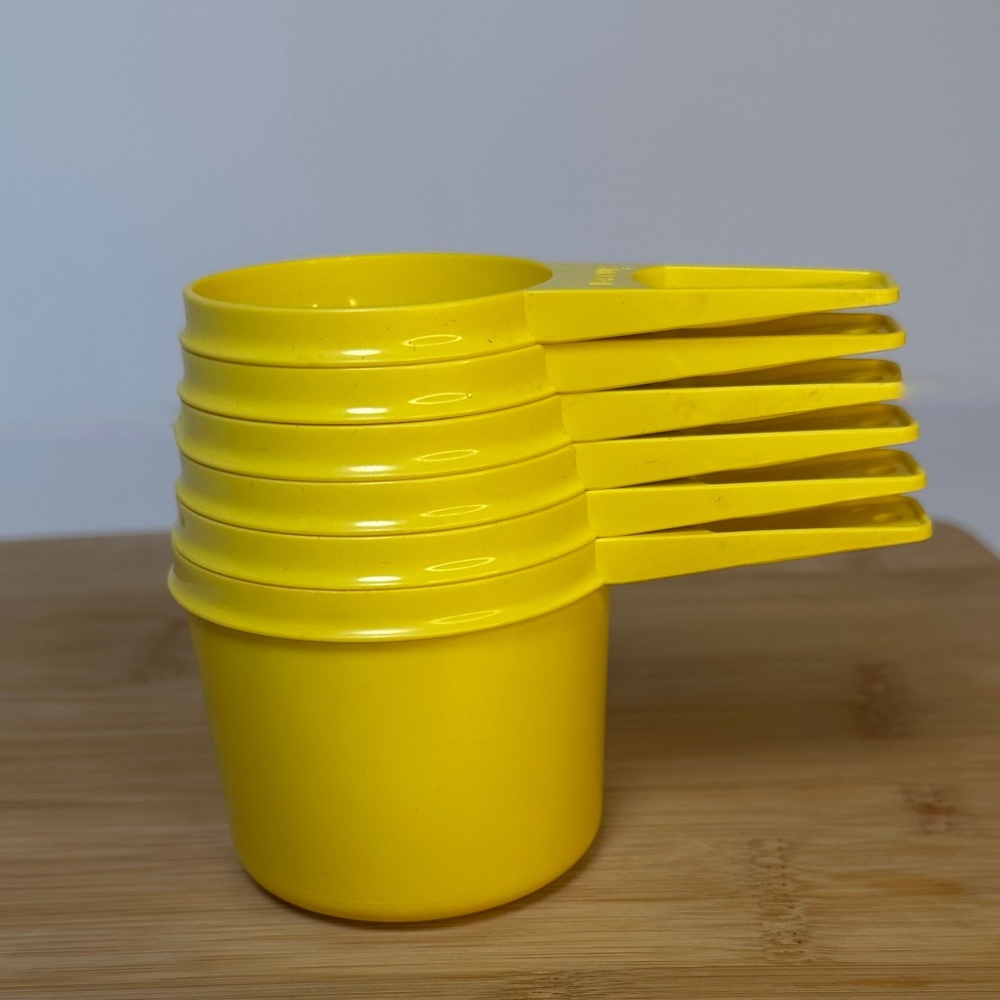 Vintage Tupperware Yellow Measuring Cups – Set of 6